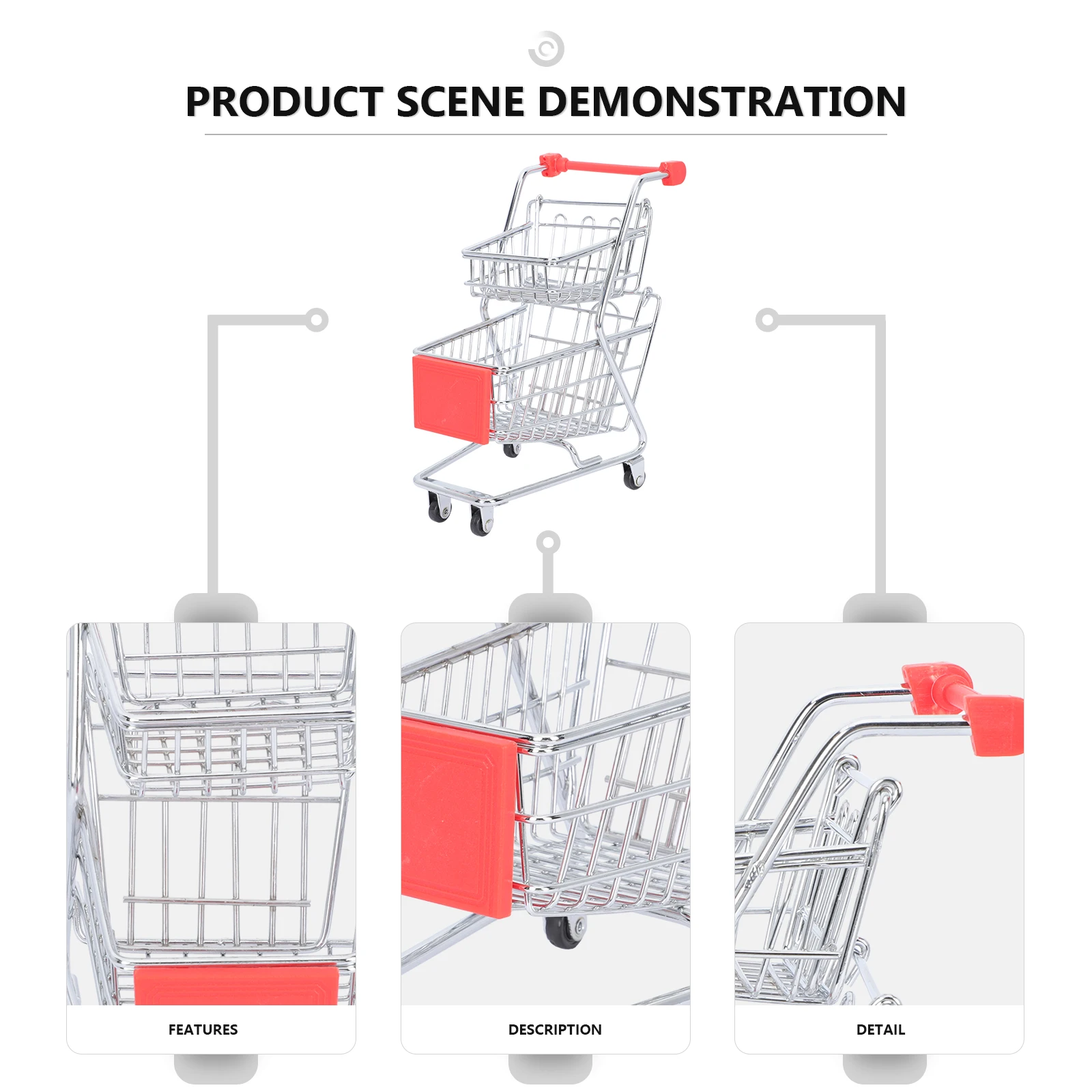 미니 트롤리 보관 바구니 고리버들 금속 쇼핑 카트 음식 서빙 튀긴 스낵 데스크..