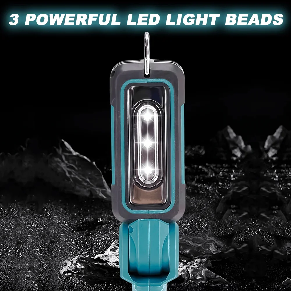 21V Cordless Foldable LED Flashlight Handheld Spotlight Degree Adjustable Jobsite Work Light For Makita 18V Battery (No Battery)