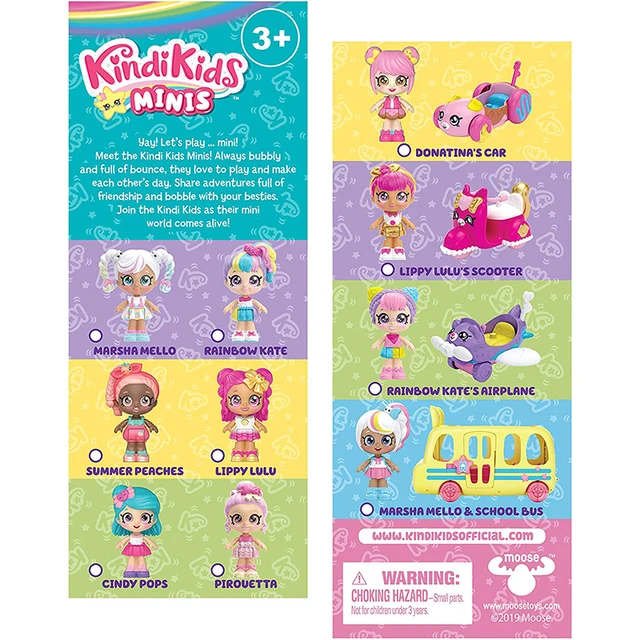 Kindi Kids Minis Donatina's Car Minis Lippy Lulu's Scooter Kids Minis Rainbow Kate's Airplane School Bus Doll Playsets Girls Toy 5