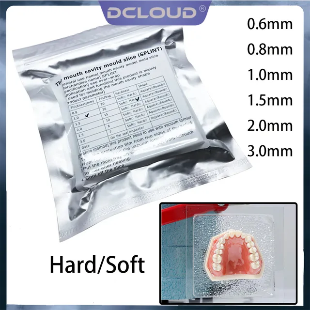 Dental Vacuum Forming Sheets Lab Splint Thermoforming Materials Hard Soft Orthodontic Retainer Slice Square 0.6/0.8/1.0/1.5mm