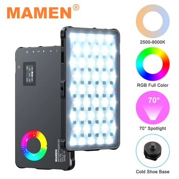 MAMEN 70° Spotlight RGB Video Light 2500-9000K LED Camera Light with 4000mAh Rechargable Battery for Youtube Vlog Selfie CRI95+ 1