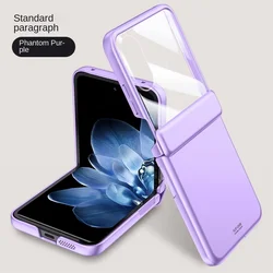 Tempered Glass Film Protective Case with Spring Hinge & Full Camera Coverage for Xiaomi Mix Flip (Purple)