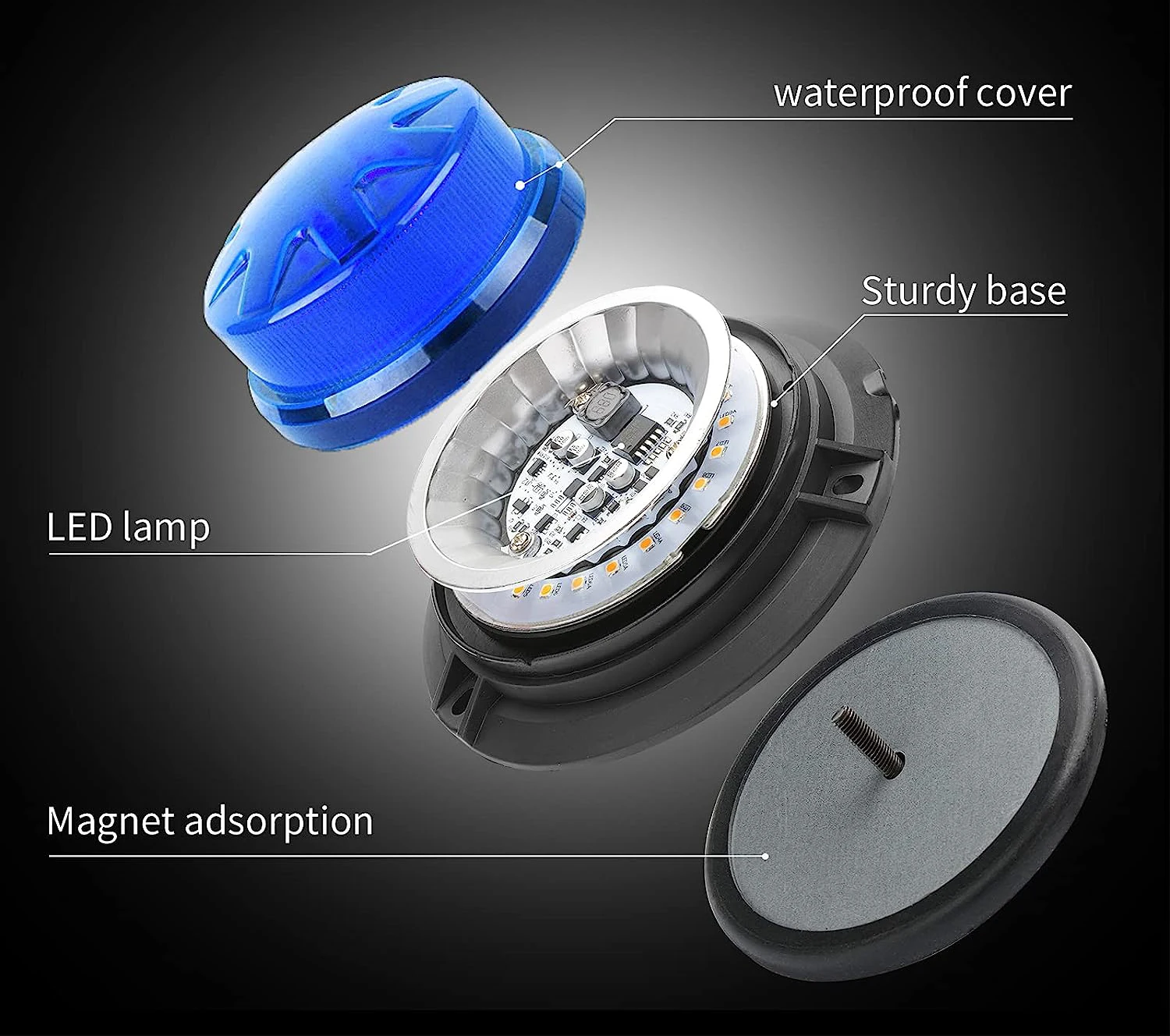 Magnetic Base LED Blue Emergency Strobe Light Car Police Roof Flashing Hazard Warning Light 12V/24V Vehicle Safety Beacon Lamp