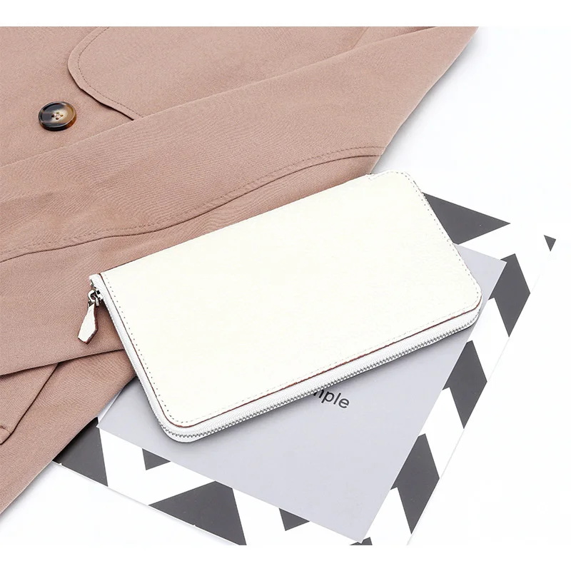 

Woman Long Wallet For Mobile Phone Holding Wallet Woman Card Pure Cow Leather Women's Purse Ultra-thin Leather Zipper Clutch Bag