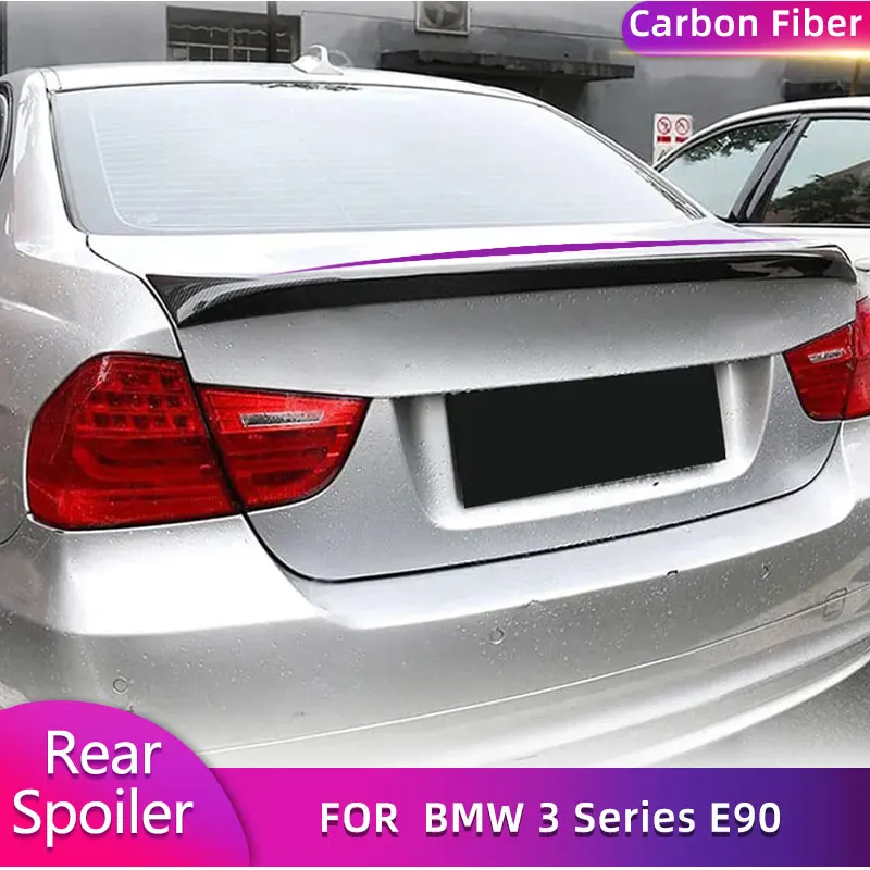 탄소 섬유 자동차 리어 트렁크 스포일러 윙, BMW 3 시리즈 E90 M Tech M3 2005-2012 자동 리어 스포일러, 테일 부트 립 윙 립
