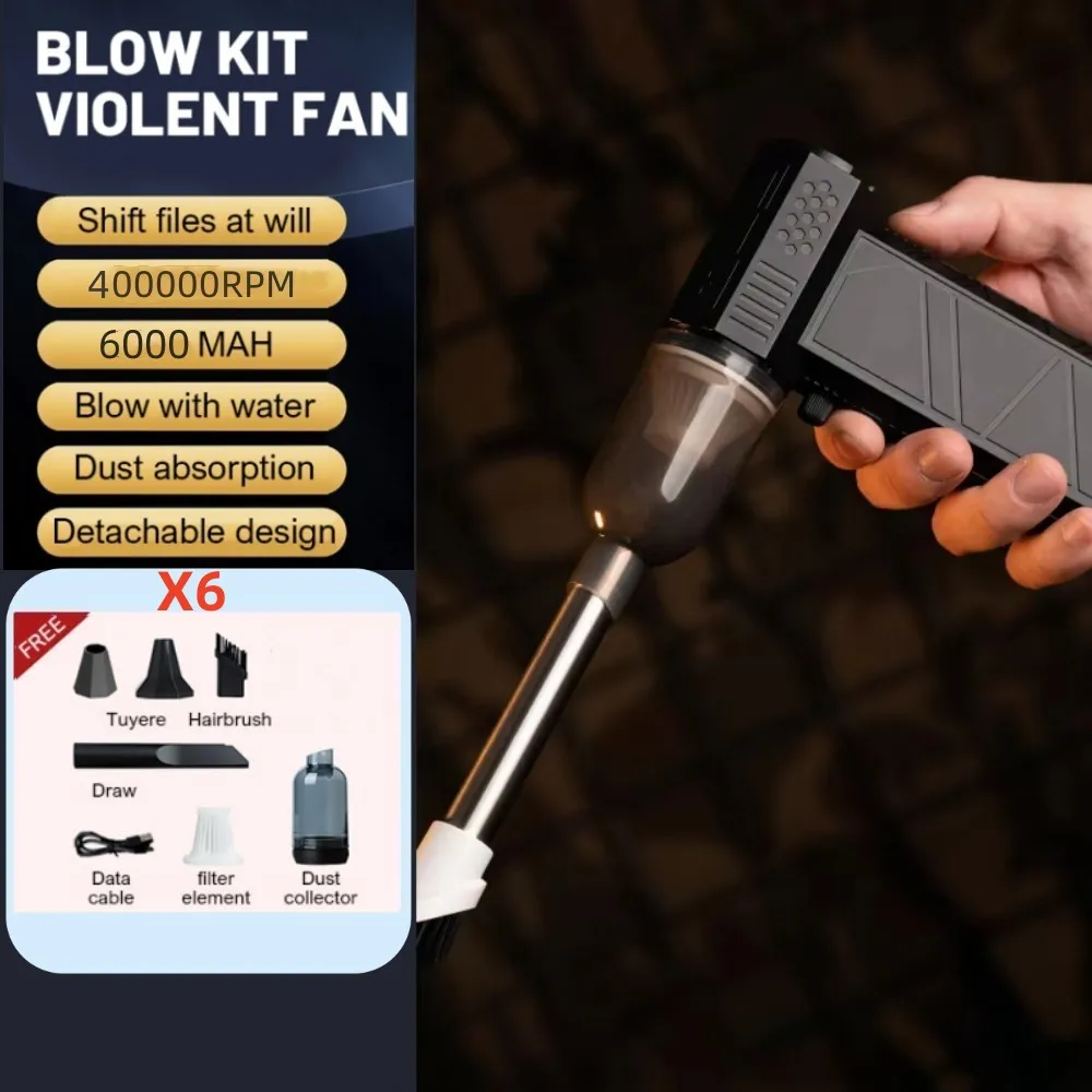 AUGUSTINA Violent Mini Turbo Jet Fan, Reusable Can Computer Keyboard 130000 Rpm Cordless Powerful Blower Electronics Cleaning Durable Compressed Air Duster High Speed Duct Fan I.455451982