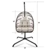 Swing Egg Chair with Stand Indoor Outdoor Wicker Rattan Patio Basket Hanging Chair with C Type bracket with cushion and pillow 4