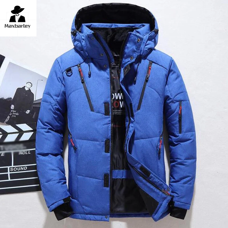 

-20 degree down jacket men's 2023Winter Parkas men's white duck down jacket hooded luxury thick padded ski coat men's clothes