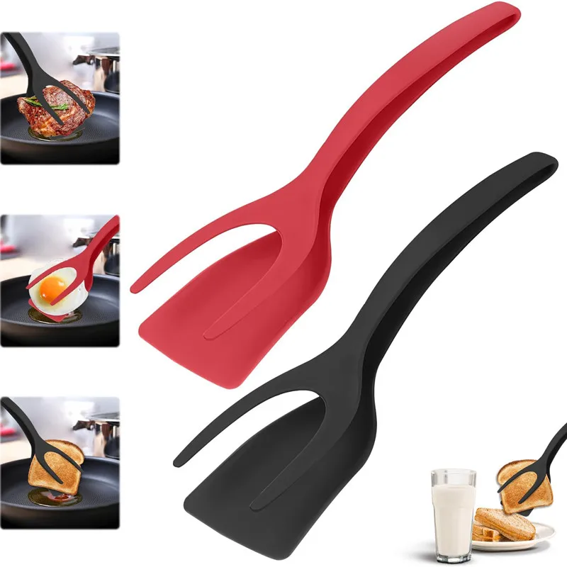 Shovel Clip Silicone Grip Flip Tongs Egg Steak Spatula Tongs Clamp Pancake Fried Turners Cooking Tool 1PCS Kitchen Accessories silicone cooking tools