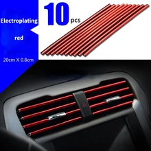 10pcs Car Air Conditioning Air Outlet Decorative Strip. Mesh Clip Strip U-shaped Electroplating Bright Strip Chrome-plated Color