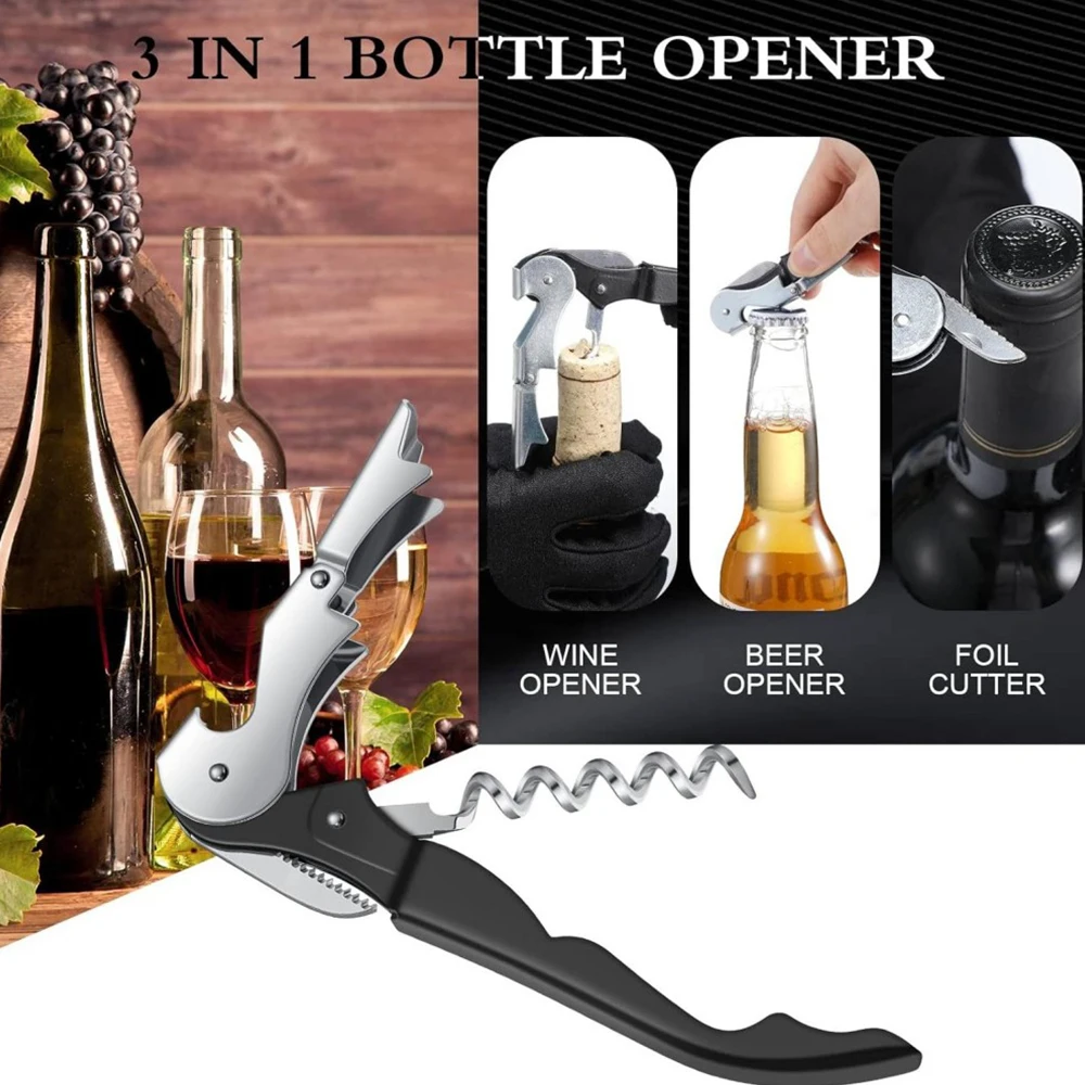 Wine Opener Red Stainless Steel Double-Hinged Professional Bar Accessories For Waiters And Bartenders
