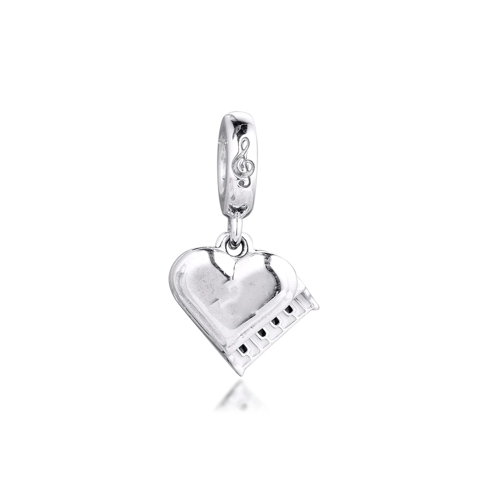 

Heart Shape Piano Dangle Charm Silver 925 Jewelry Christmas Crystals Beads Free Shipping Items DIY Luxury Beads For Jewelry