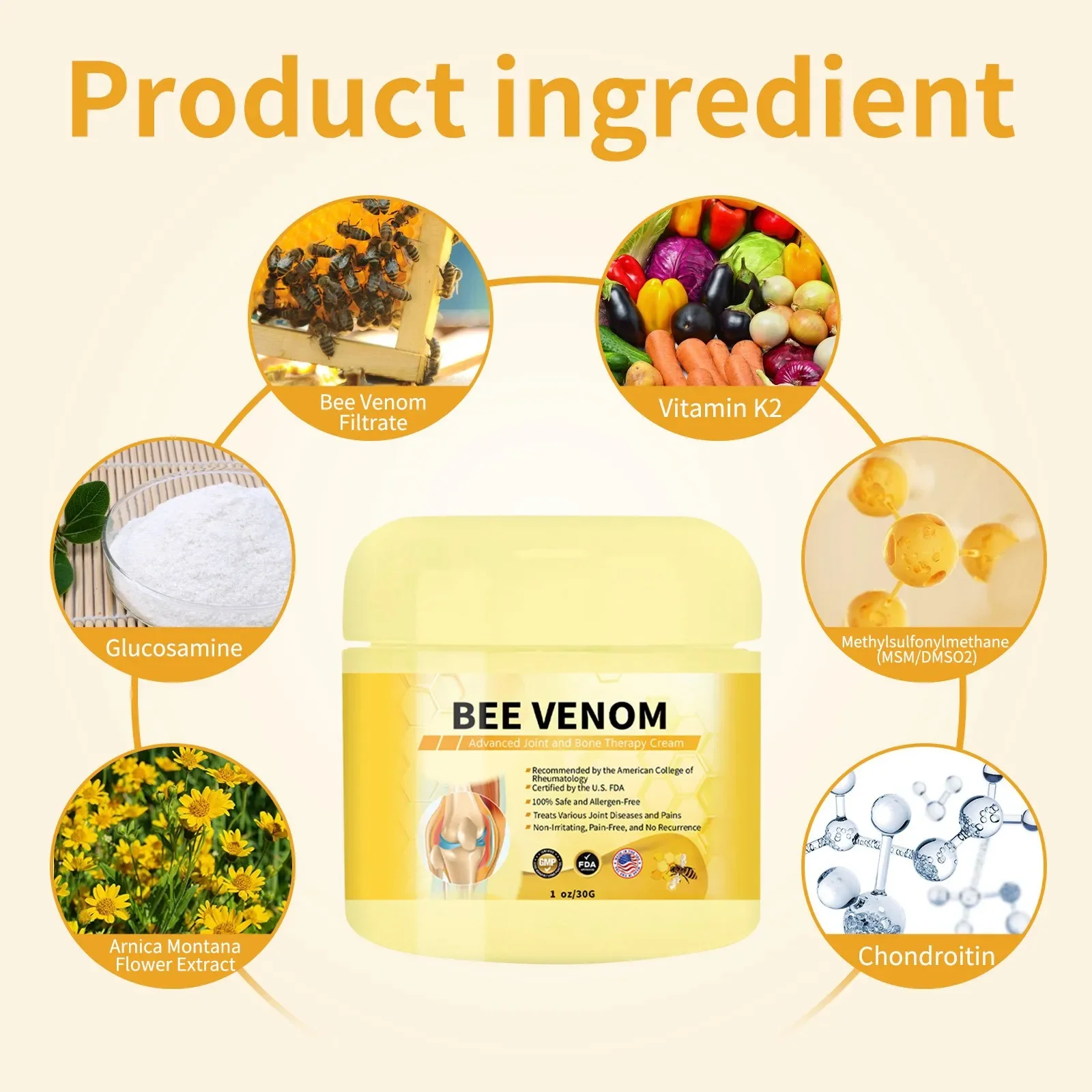 Description Picture 4 of item30g High-Quality Advanced Joint And Cream Propolis Joint Cream Soothing Provides For Neckwaistback Hand Feet And Leg Durable