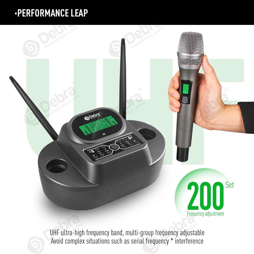 Wireless Microphone WM2 UHF wireless handheld microphone for Kara OK stage with wireless inductive charging infrared fast frequency pairing
