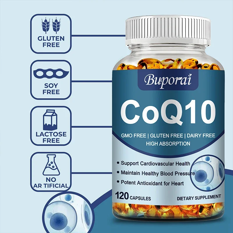 Coenzyme Q-10 Natural Antioxidant Promotes Heart Health and Cellular Energy Beneficial Absorption Immune System