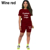 T-shirt à manches courtes et short moulant pour femme, survêtement de sport, tenue de jogging, personnalisé, logo personnalisé, mode, ensemble 2 pièces 3