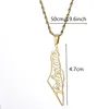 Stainless Steel Israel Palestine Map Pendant Necklace Country Geography Chain for Women Jewelry Gift 5