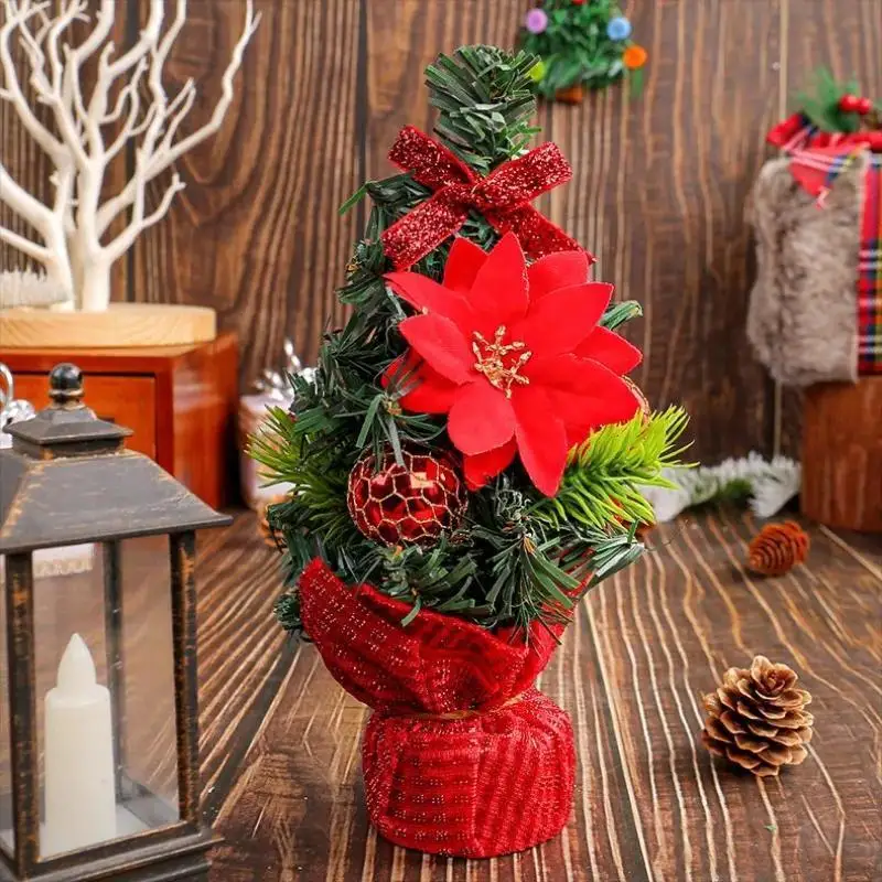 20cm Mini Christmas Tree Desktop Decoration Shopping Mall Window Decoration Christmas Tree Ornaments DIY Christmas Party Decor