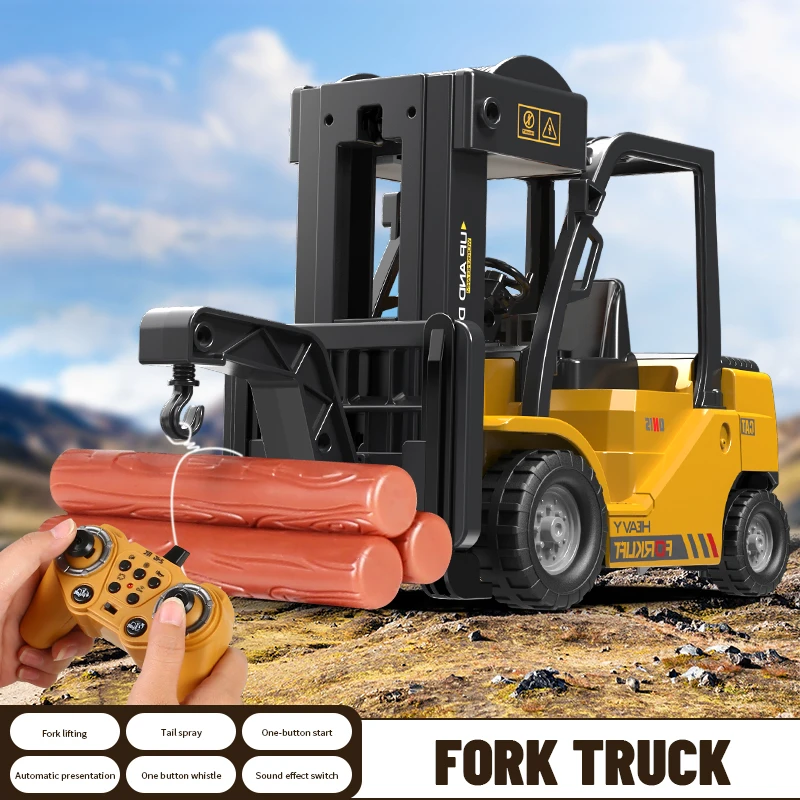 Remote Control Crane.12 Channel 2.4GHz Full Functional Remote Control Forklift with Lights and Sounds.RC Construction Toy 2