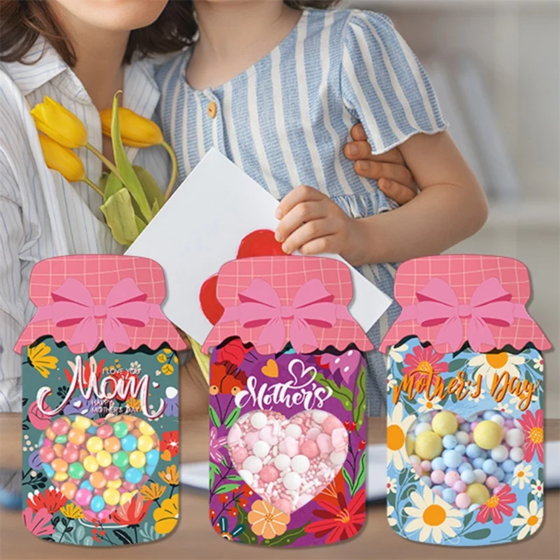 9Pcs Mother's Day Cards for Mother's Day Candy Jar Craft Kit, DIY Cards for Mom Party Favors