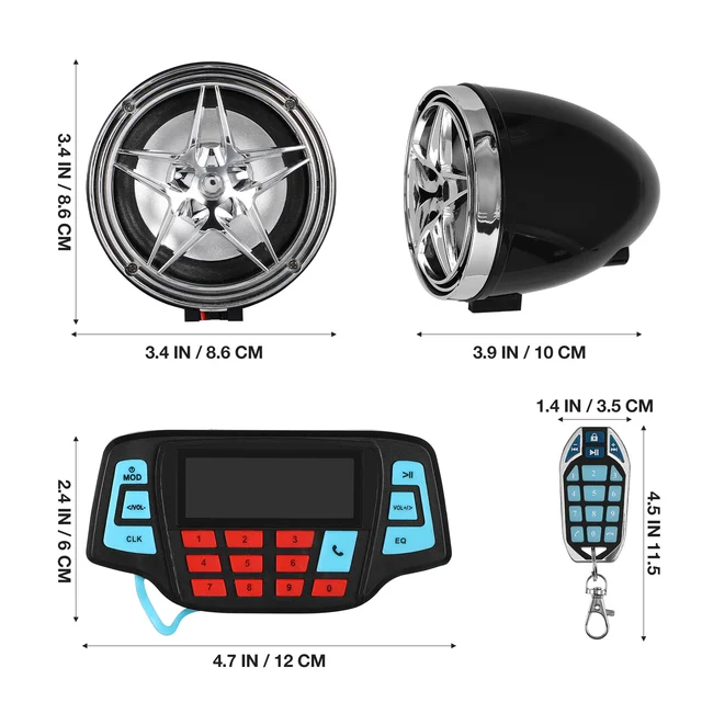 Motorcycle Audio Receivers Portable Speakers Car Play Sound Bar Water Proof Stereo Button