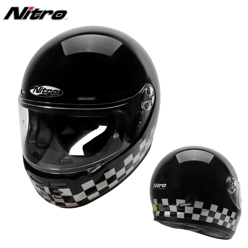 Casco de motocicleta NITRO de forforUK, casco integral retro para hombre y mujer, casco de locomotora Ha Bluetooth Cruise Ray con certificación 3C