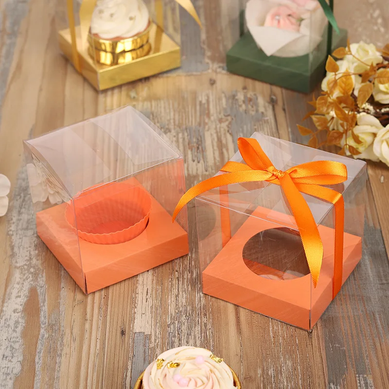 

12/48pcs Clear Plastic Boxes For Cupcake Packaging Transparent Individual Cupcake Box for Packing Display Dessert Containers