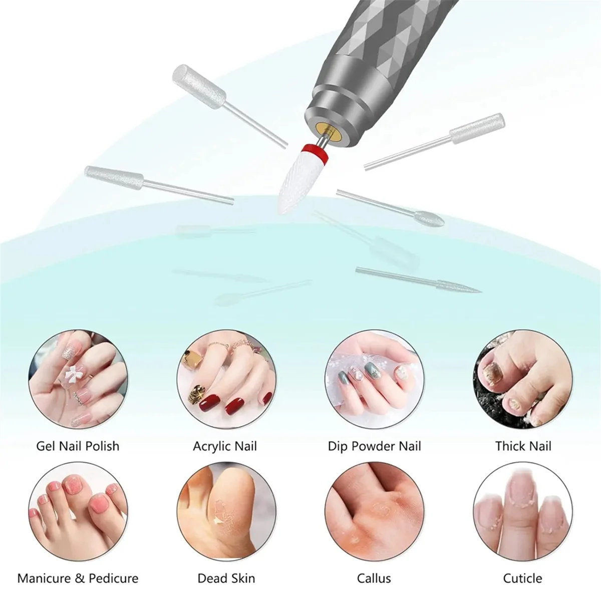 SEMOIC Professional HY59 Nail Drill Set 12 Heads Wireless Electric Nail Lathe for Manicure Sander Nails Art Tool Part