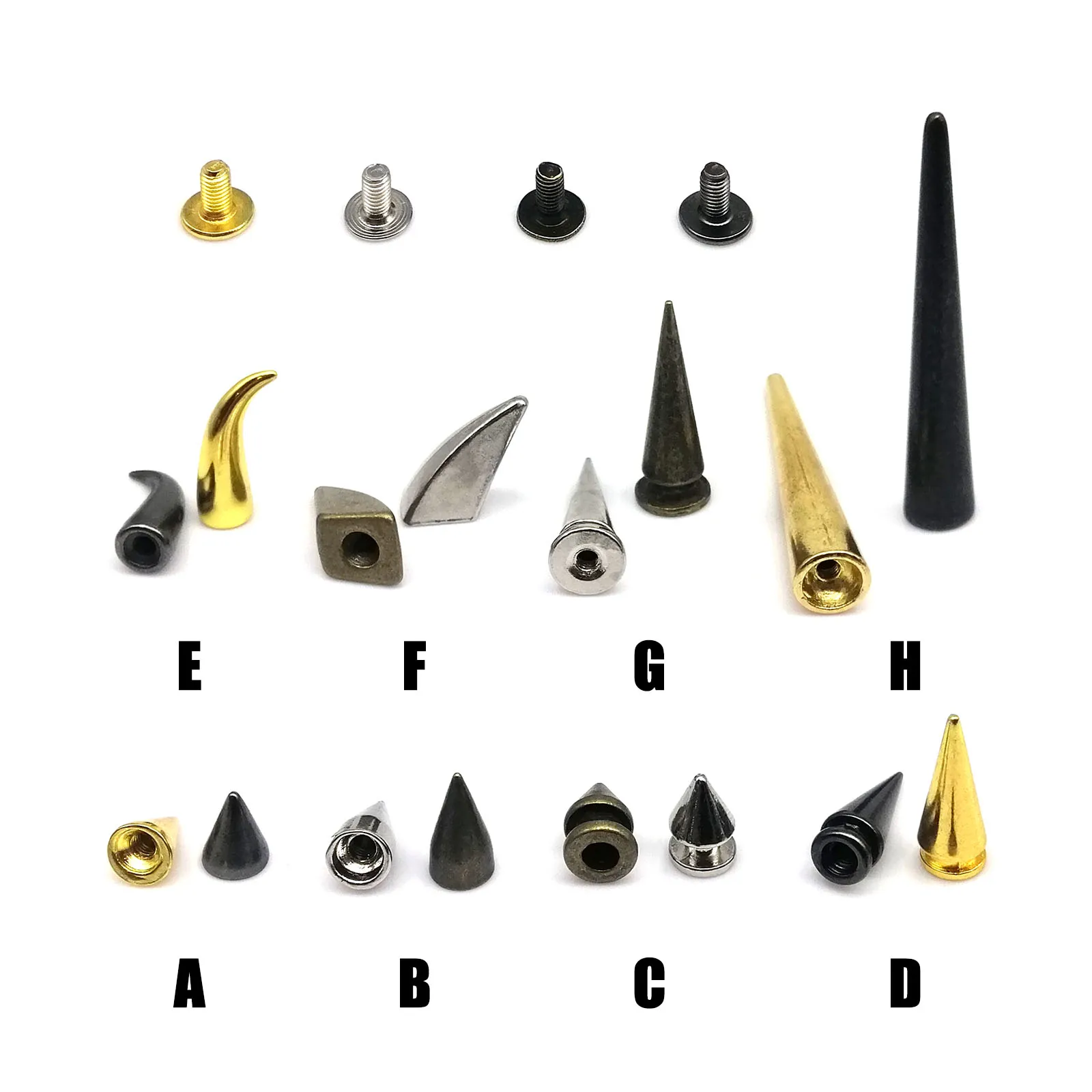 Metal Decor Punk Bullet Warhead Spike Cone Screw Back Rivet Stud Spot Nail Leather Collar Bag Belt Jacket Shoes Repair 10 Sets metal rivets,belt strap rivets,copper rivets,metal studs,leather rivets