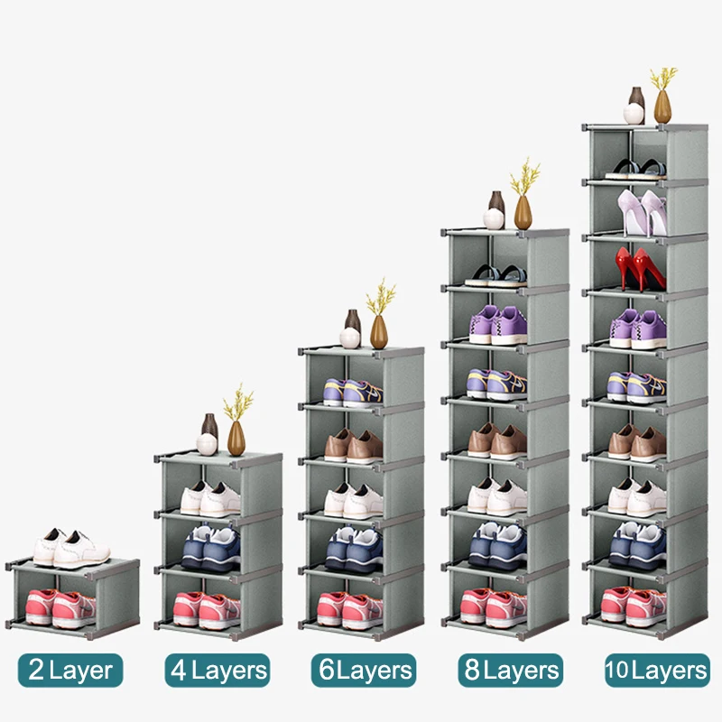 Zapatero Vertical de 10 niveles, ahorro de espacio, estante resistente para  zapatos, organizador de almacenamiento para pasillo de entrada - AliExpress