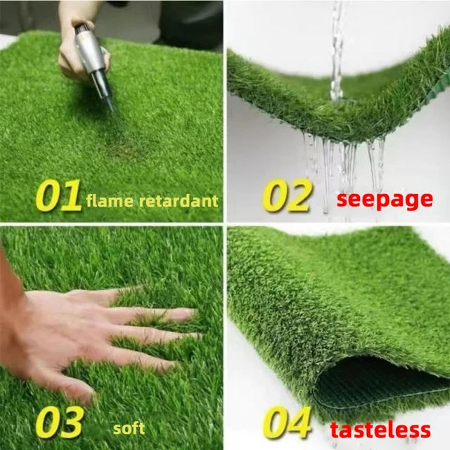 Mesterséges Fűszőnyeg Pp Pe 2Cm Vastagságú Zöld Hamis Szintetikus Kerti Táj Fűnyel Szőnyeg Gyep 50 Cm*100 Cm/100 Cm/200 Cm -Es Dekoráció - Image 6