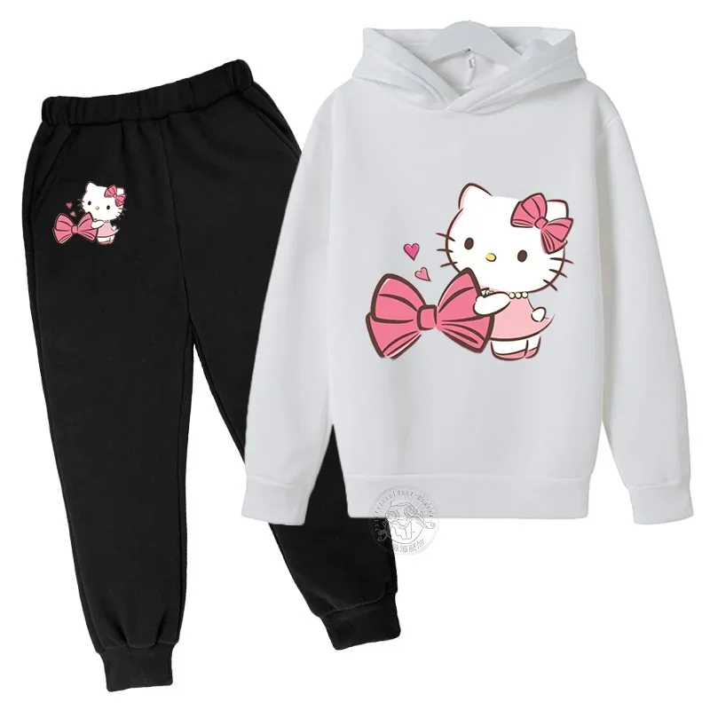 thumbnail image 1 of Conjunto de ropa infantil con dibujos animados de Hello Kitty para otoño e invierno, traje deportivo de ocio para niñas pequeñas, 1 of 5