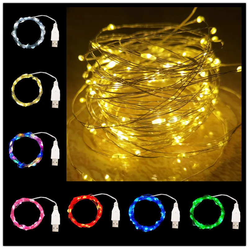 

USB Led Fairy Lights Copper Wire String Lights Holiday Outdoor Lamp Garland Luces for Christmas Tree Wedding Party Decoration