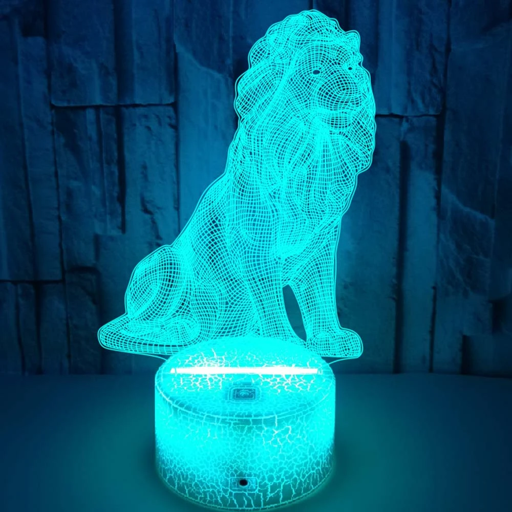 Nighdn Lion 3D Lamp Creative Desktop Bedroom Night Light LED Acrylic Remote Control Table Lamp Birthday Xmas Gifts Room Decor night lamp