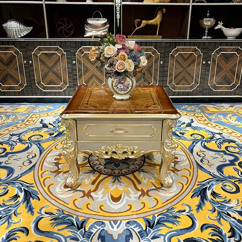 French Small Coffee Table European Solid Wood Small Coffee Table Palace Luxury Living Room With Drawer