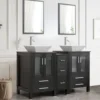 Double Vanity(2 * 24 Vanity 2* Porcelain Vessel Sink Combo(Square) 1 * 12" Side Cabinets) Double Bathroom Vanity Top 3