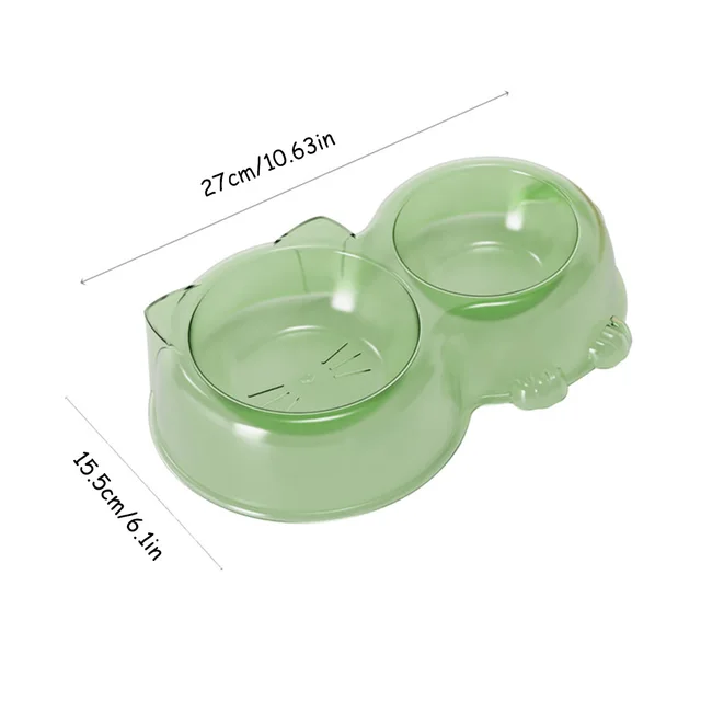 Cat Food Bowl - Pet Double Bowl Set, Anti-Spill Dog & Cat Feeding Bowls, Non-Slip Pet Food & Water Bowls, 5