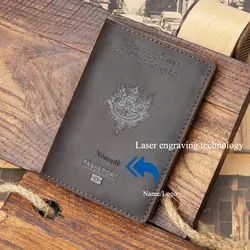 Personalized Genuine Leather Passport Cover and Travel Wallet (Custom Dark Brown)
