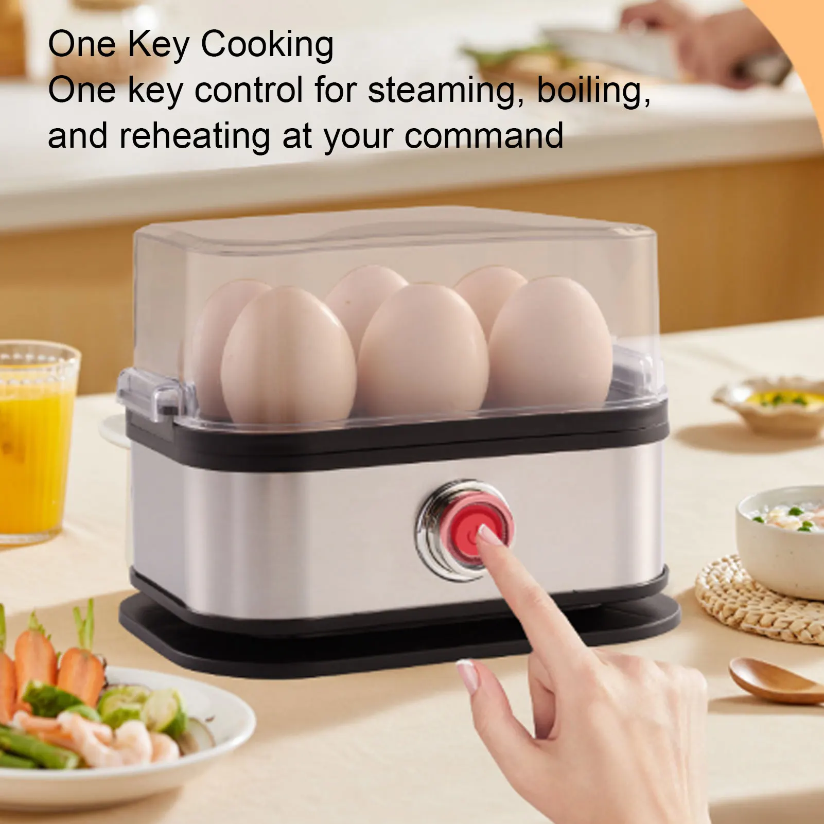 Electric Egg Cooker Rapid Egg Cooker 6 Egg Capacity Stainless Steel Smart Boiled Egg Maker Machine for Home Dorm 1
