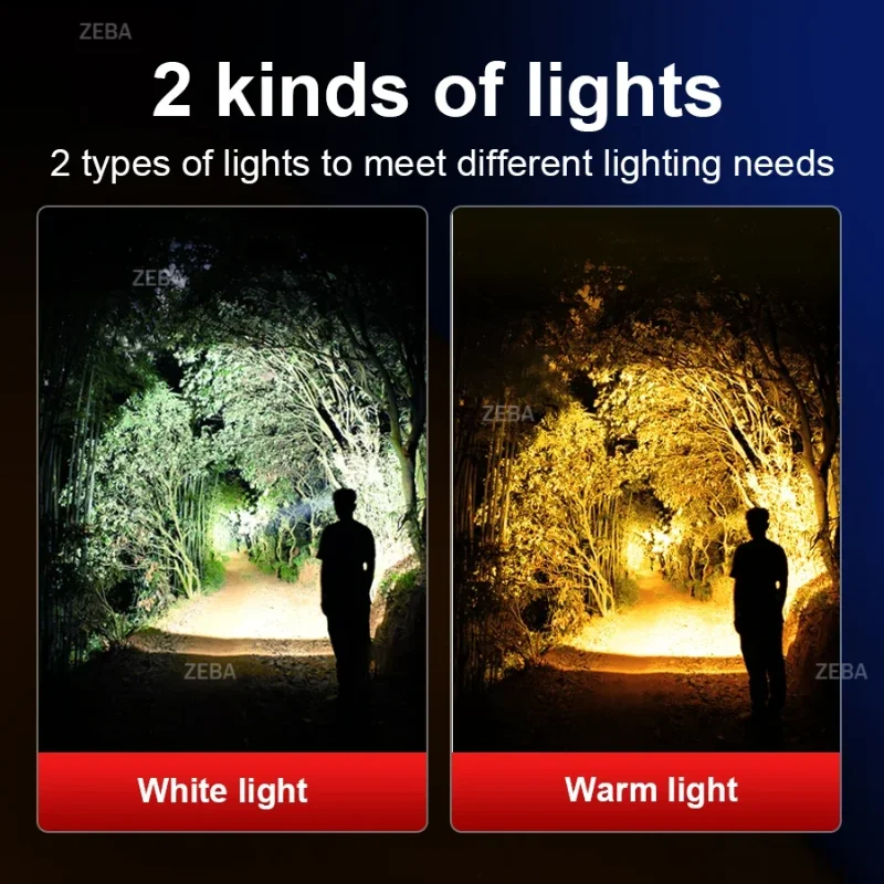2026 초강력 LED 헤드라이트 790000000LM 흰색 및 노란색 조명 슈퍼 밝은 헤드램프 강력한 조명 5500M 낚시 헤드 토치