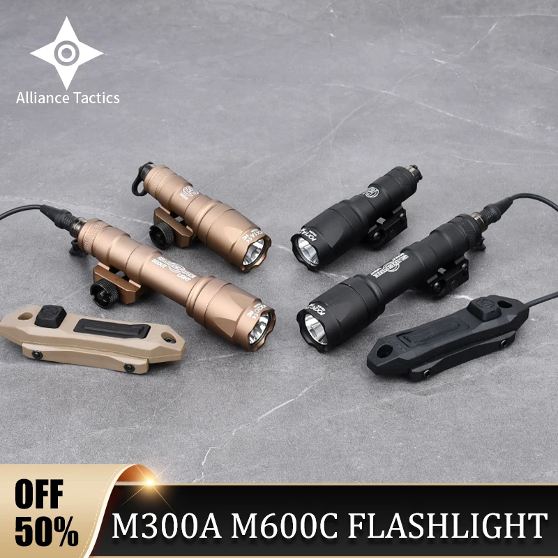 

Surefir M300 M300A Tactical Flashlight M600 M600C Airsof Hunting Scout Gun Weapon LED Light With Dual Function Pressure Switch