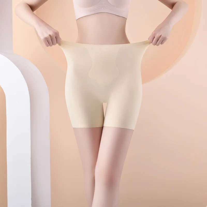 Ice Silk Fake Butt Lift Protective Shorts Seamless Woman Boxer Plus Size Shorts Panties Underwear for Women Safety Short Pants