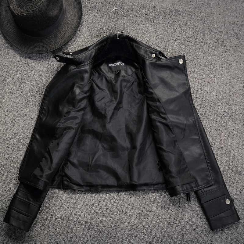 Fall Women Short Black PU Jacket Gothic Punk Style Fashion Motorcycle Leather Jacket Casual Wild Coat Goth Winter Coats 5