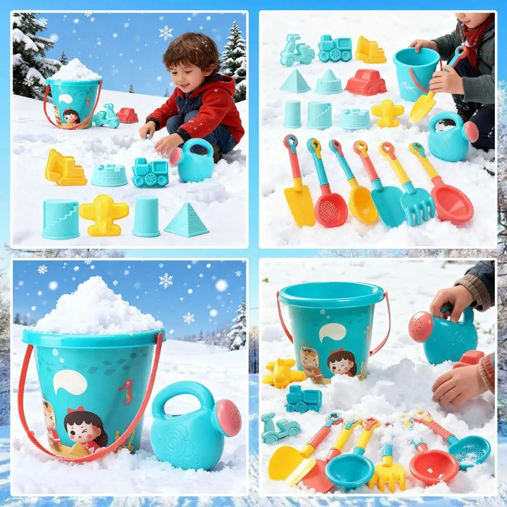 18종 해변 모래놀이 세트, 튼튼한 플라스틱, 여름 수영장 해변 게임 세트, 남아 여아 야외 모래놀이 도구, 훌륭한 휴가 선물