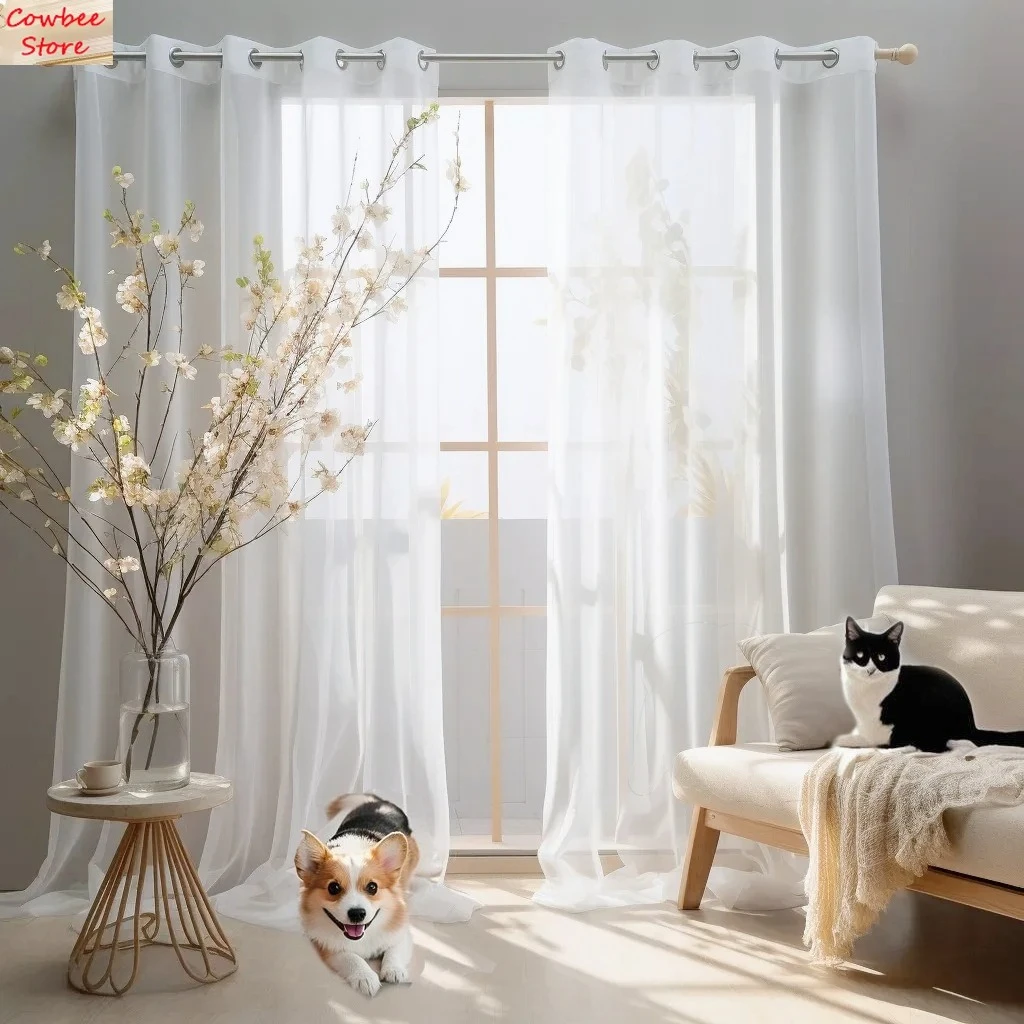 White Sheer Voile Curtain 1