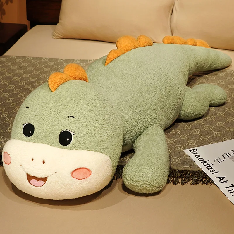 80/100/120cm Cute Long Dinosaur Plush Pillow Toy Cartoon Elastic Stuffed Animals Plushies Cushion Sleeping Pillows Soft Toys 220cm chinese style zodiac dragon plush toys stuffed dinosaur plush dolls animal sleep long pillow birthday gift for boy kids