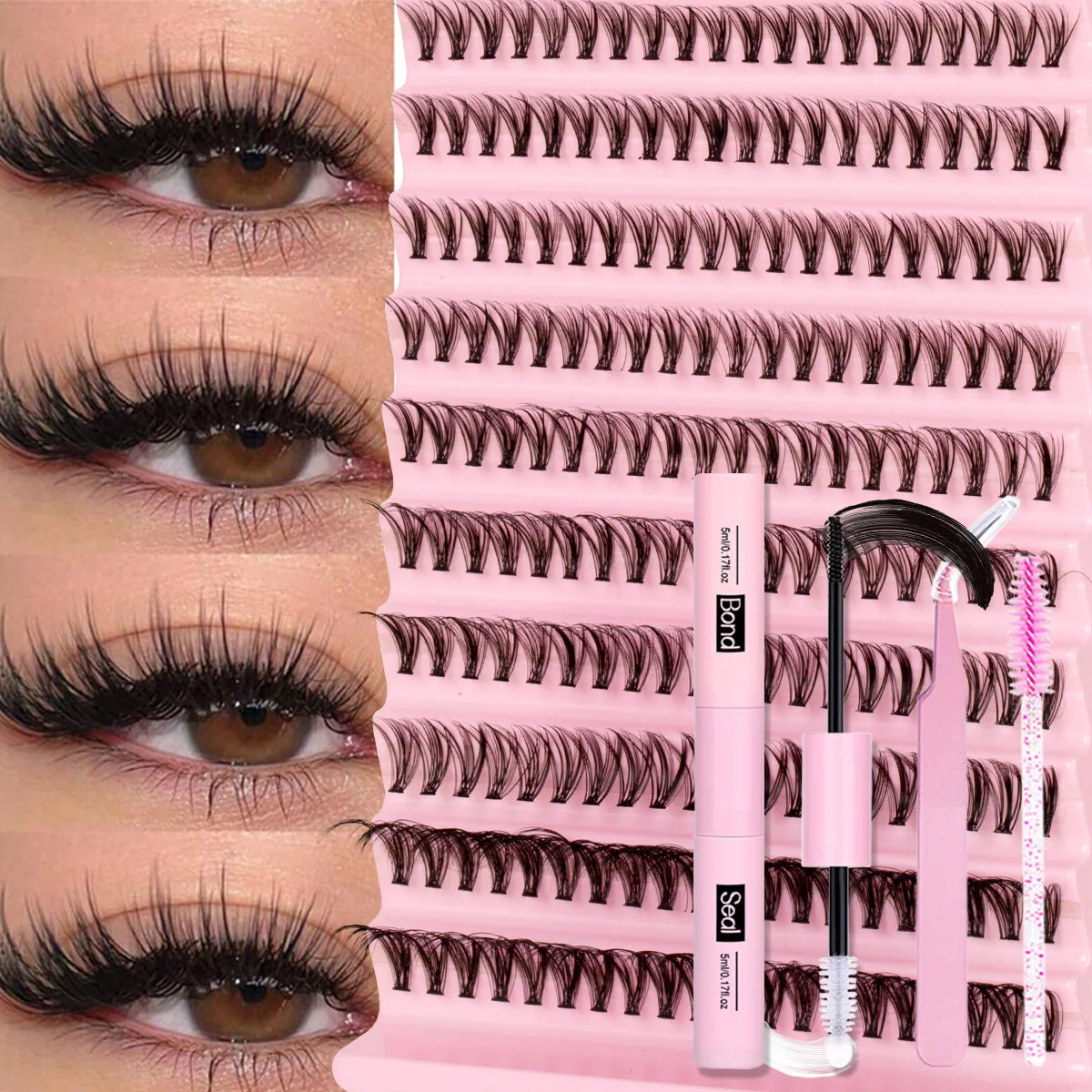 False Eyelash Natural Volume Clusters Curl 9-16mm DIY Eyelash Extension for Daily Life Holidays Parties