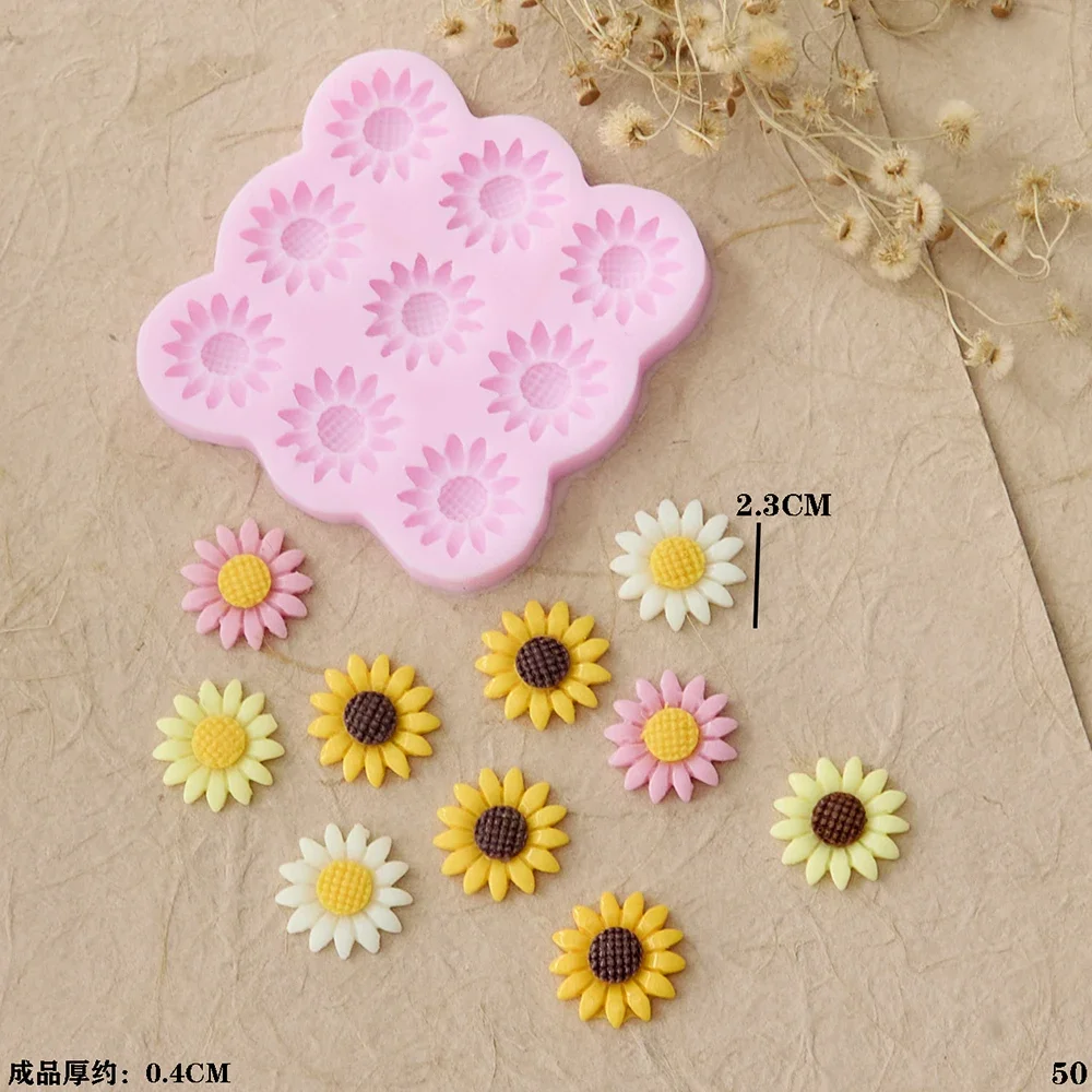 3D 9-Cavity Flower Silicone Mold – Sunflowers Design for Fondant, Candy, Chocolate, Cak... - SKU FSM01228 - UGI Packaging