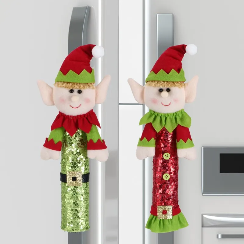 2/1PC Christmas Refrigerator Handle Cover Cloth Elf Santa Microwave Kitchen Fridge Door Knob Protector Xmas Decorations Home