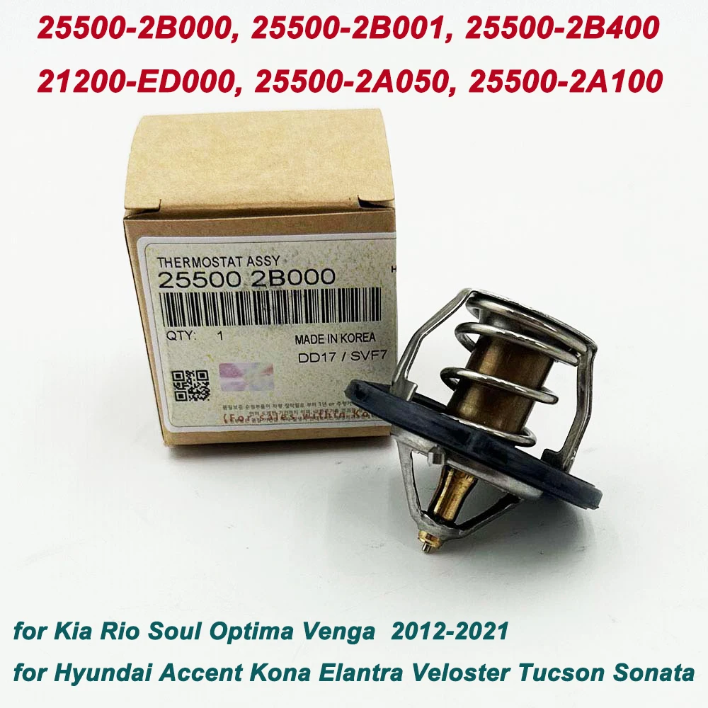Engine Coolant Thermostat 25500-2B000 21200-ED000 25500-2A050 for 2012- Hyundai Elantra Accent KIA Rio Soul 1.6L 255002B000